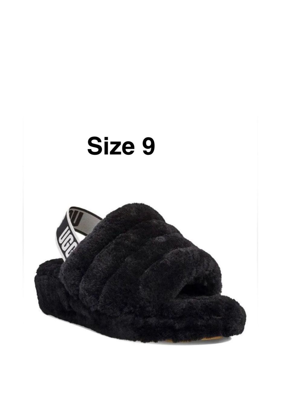 UGG Fluff Yeah Slide BLACk size 9 in excellentt condition ⭐️⭐️⭐️⭐️⭐️